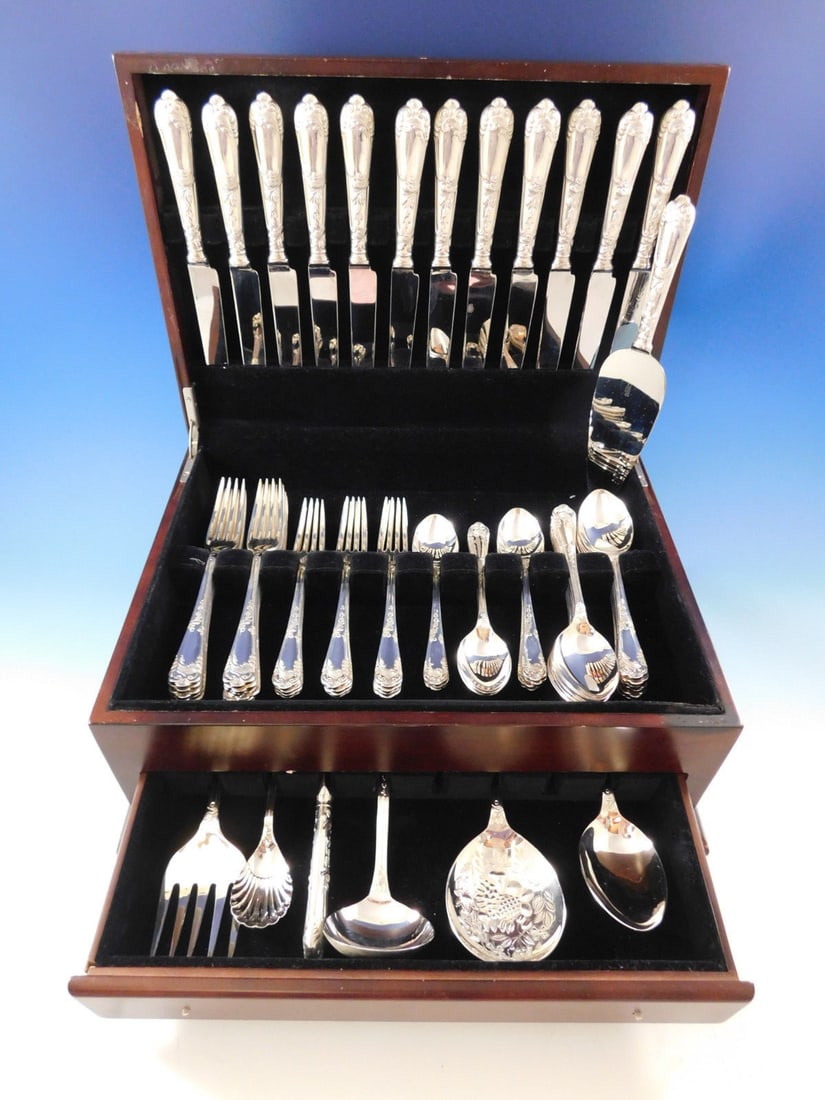 Carrs La Regence Sterling Silver Flatware Set 67 Pieces Art Nouveau (1 of 11)