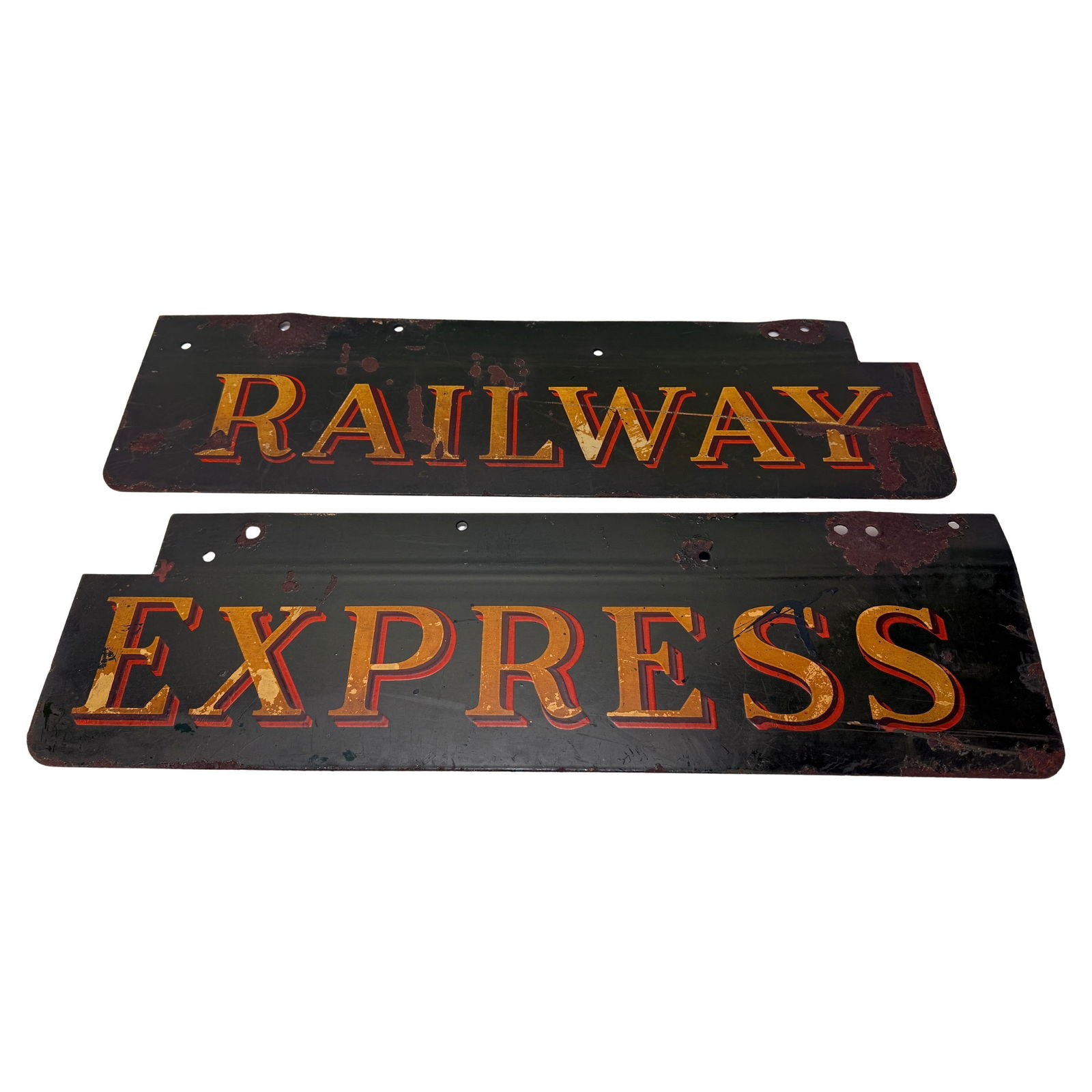Set of 2 Antique Railway Express Agency Porcelain Signs (1 of 6)