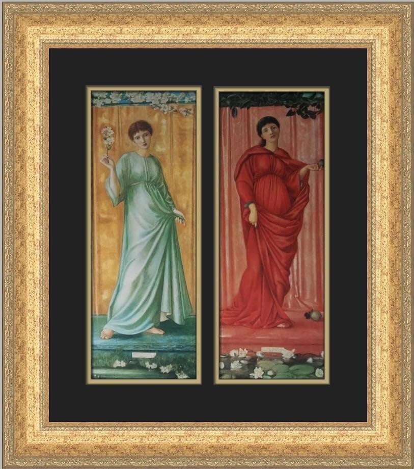 Edward Burne-Jones Spring and Autumn Custom Framed Aestheticism Print: Edward Burne-Jones Spring and Autumn Custom Framed Aestheticism Print Enhance your art collection with this exquisite custom framed print titled "Spring and Autumn" by Edward Burne-Jones. This medium-