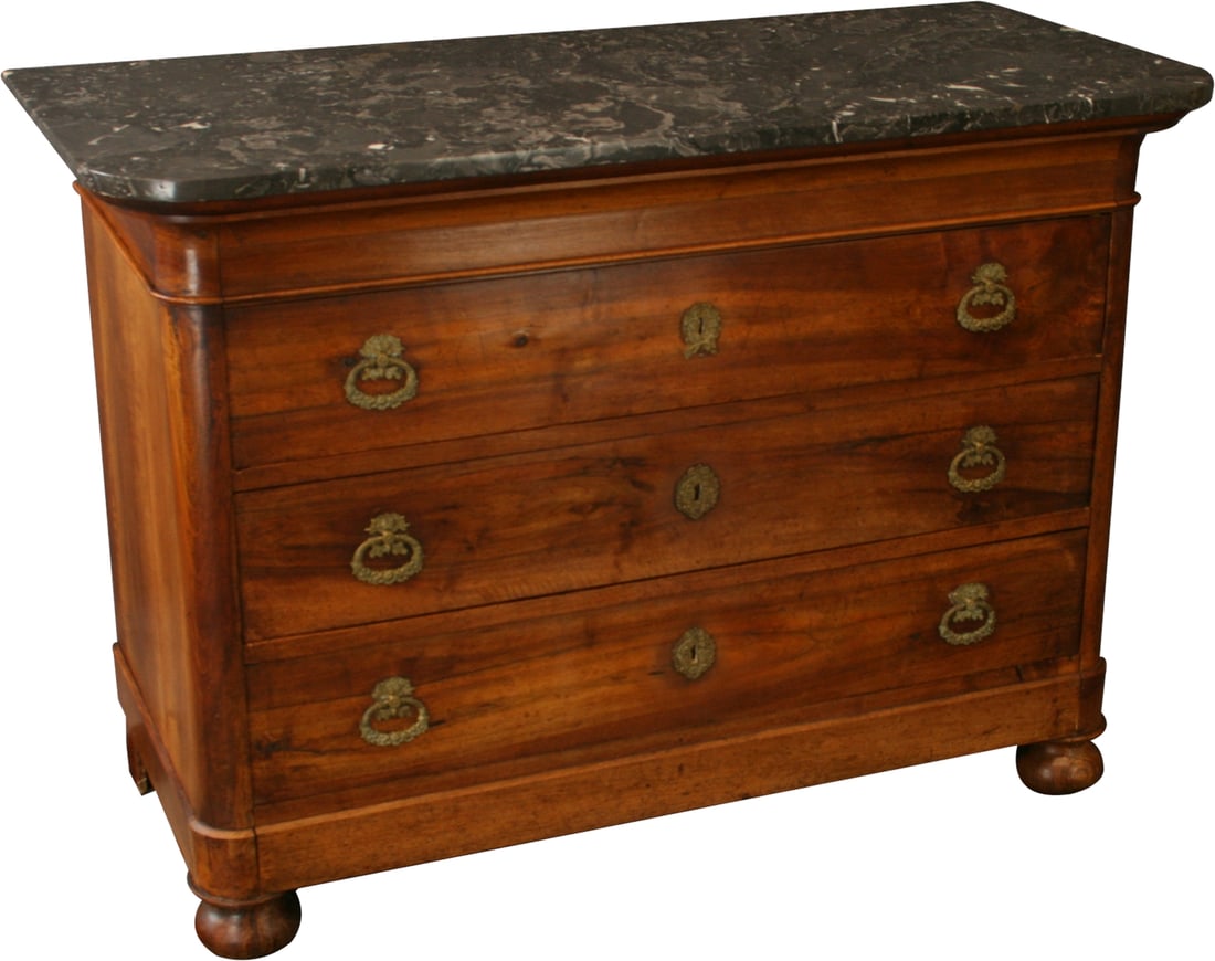 1800s French Directoire Chest Walnut with Marble Top (1 of 14)