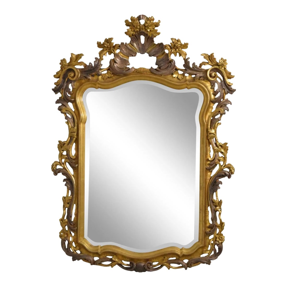 Italian Rococo Gold Gilt Beveled Mirror with Bronze Accents 40 x 55 (1 of 10)