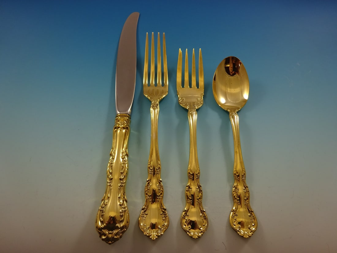 Old Atlanta Gold Wallace Sterling Silver Vermeil Flatware 32 Piece Set (1 of 3)