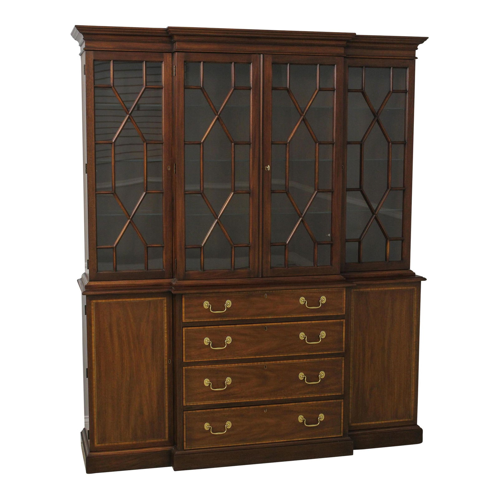 Henkel Harris Model 2365 Mahogany Breakfront China Cabinet Lighted Interior (1 of 10)