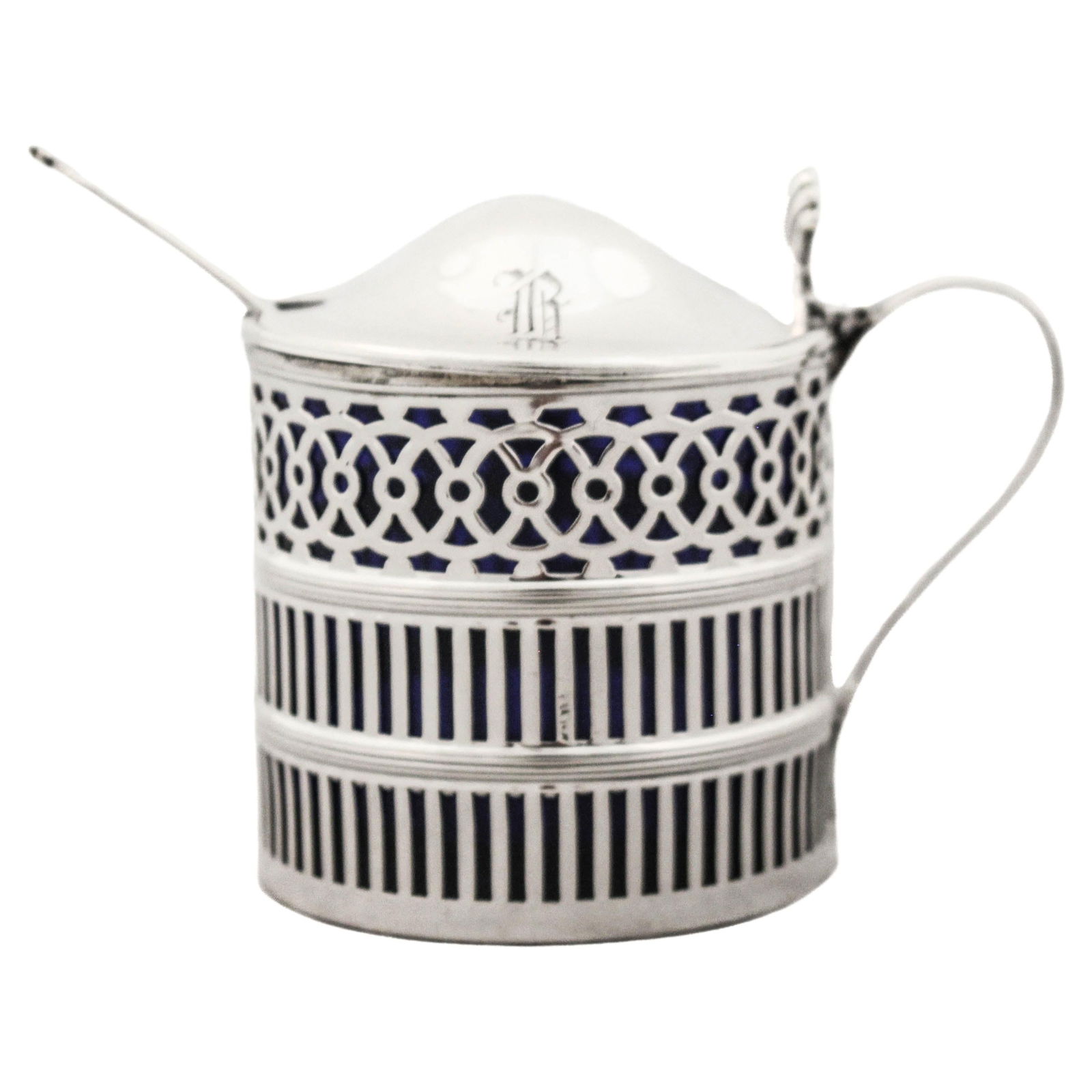 Webster & Company Sterling Silver Mustard Jar with Spoon Circa 1910s (1 of 6)