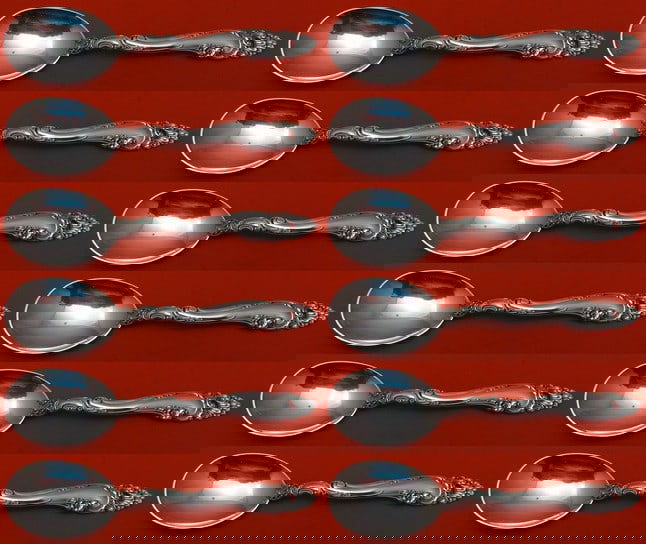 Gorham Decor Sterling Silver Cream Soup Spoon Set 12 Pieces: Gorham Decor Sterling Silver Cream Soup Spoon Set 12 Pieces Enhance your dining experience with this exquisite 12-piece set of Decor by Gorham sterling silver cream soup spoons. Each spoon measures 6