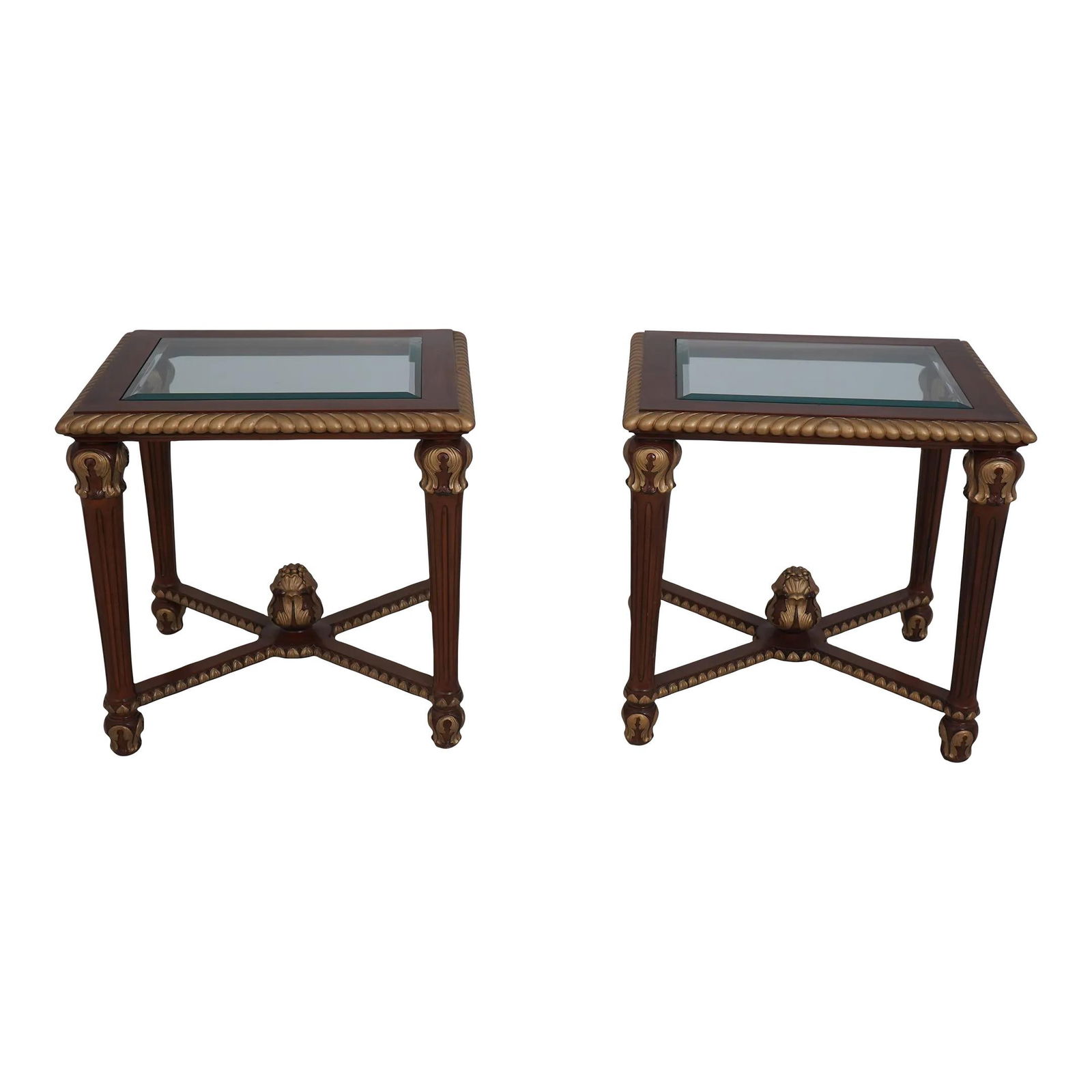 Elegant Pair of Regency Glass Top Lamp End Tables (1 of 10)