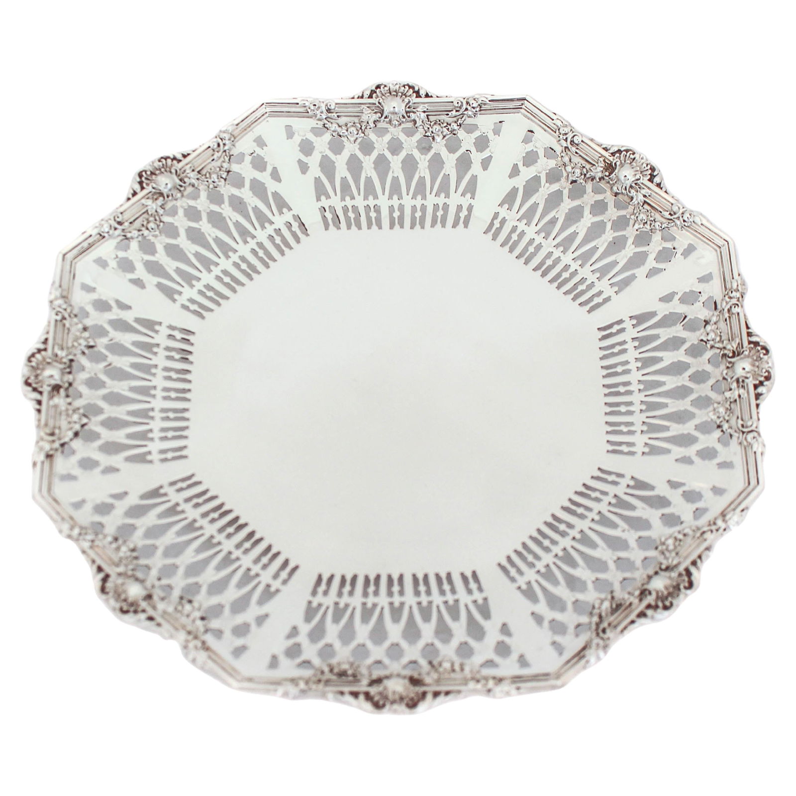 Antique Octagon Sterling Silver Tray by Graff Washbourne & Dunn 1900 (1 of 6)