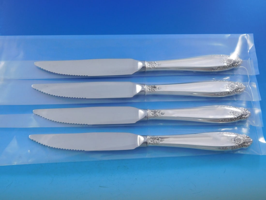 International Silver Prelude Sterling Silver Steak Knife Set 4pc 9 3/8" (1 of 8)