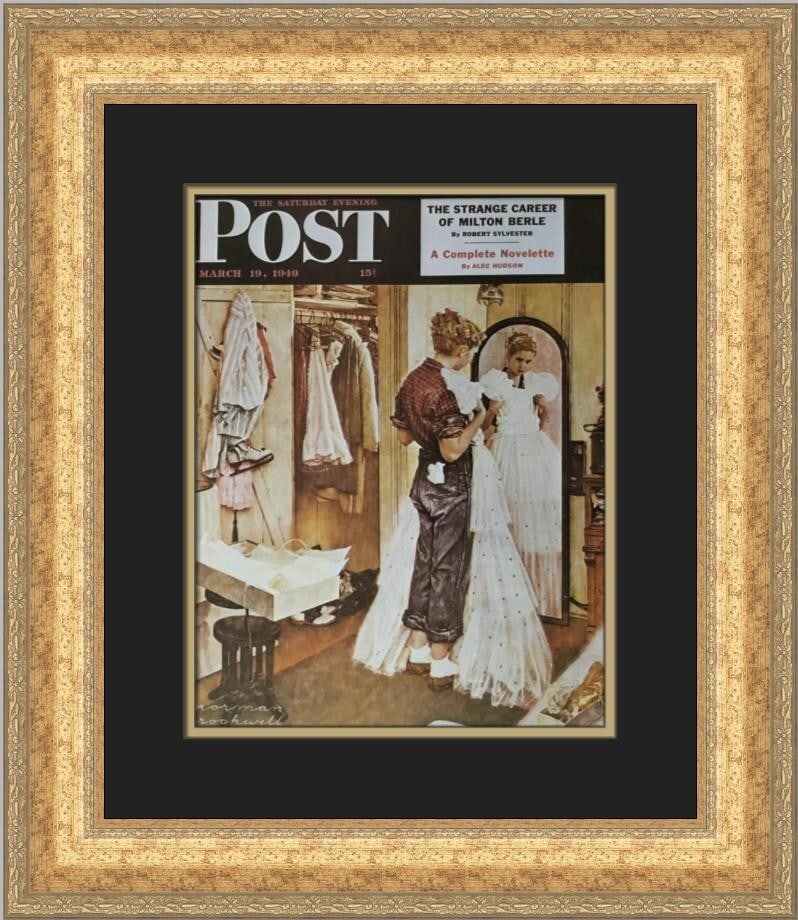 Norman Rockwell First Evening Gown Custom Framed Print 1983 (1 of 2)