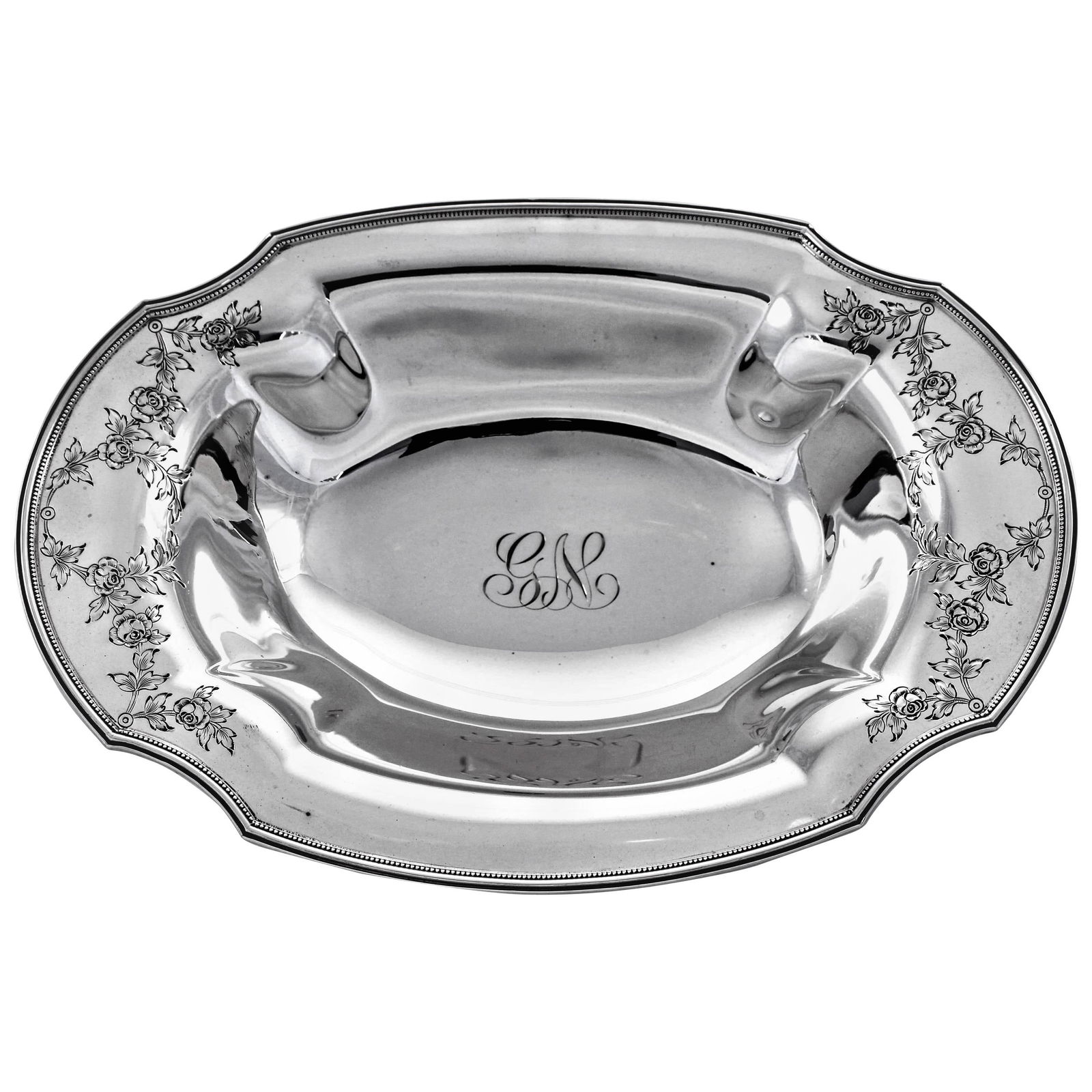1912 Gorham Sterling Silver Oblong Bowl with Monogram (1 of 5)