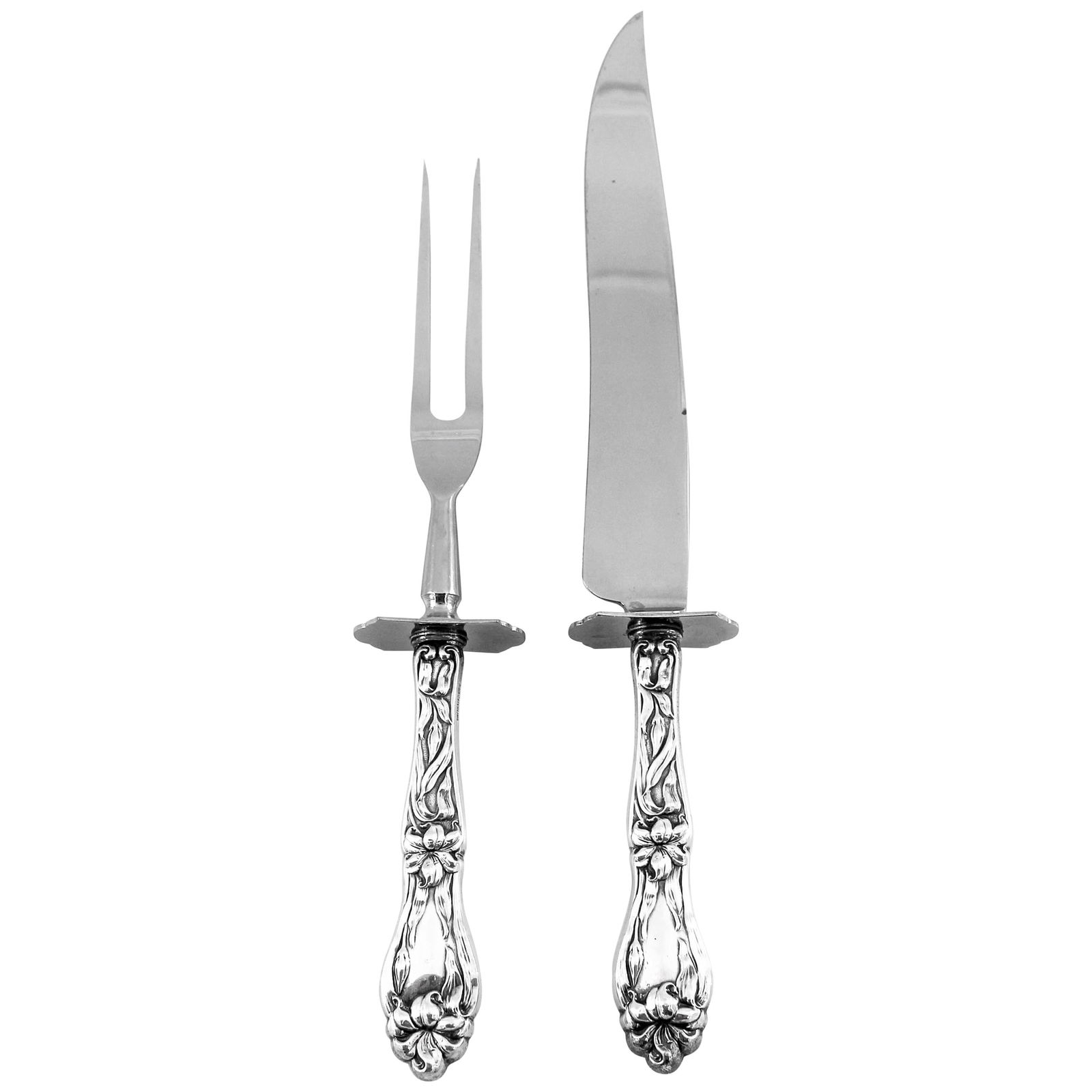 Whiting Lily Sterling Silver Carving Set of 2 Art Nouveau 1902 (1 of 5)