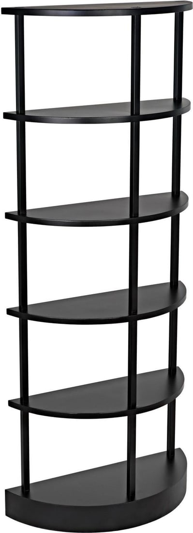 Noir Spago Industrial Black Metal Bookcase 75 Inches Tall (1 of 18)