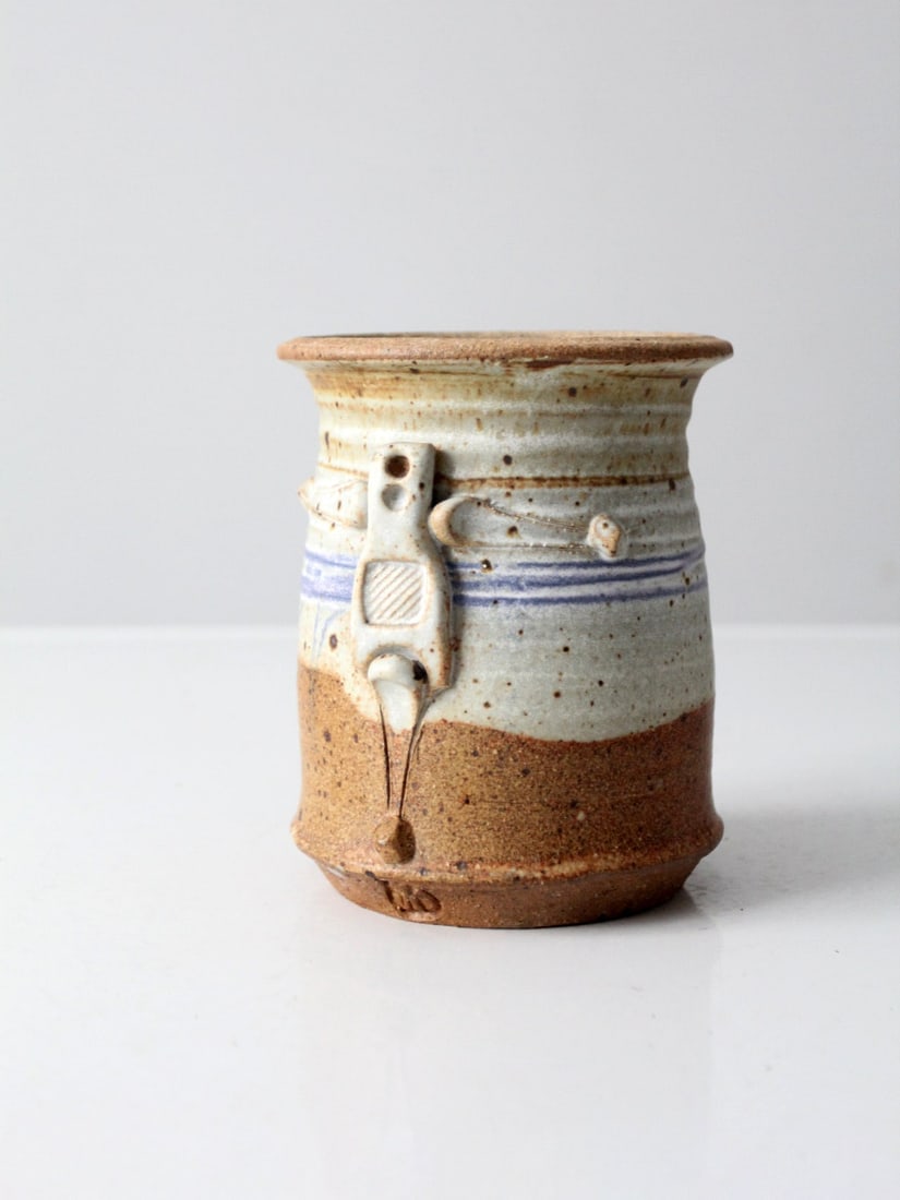 Handmade Vintage Studio Pottery Vase with Speckled Glaze (1 of 13)