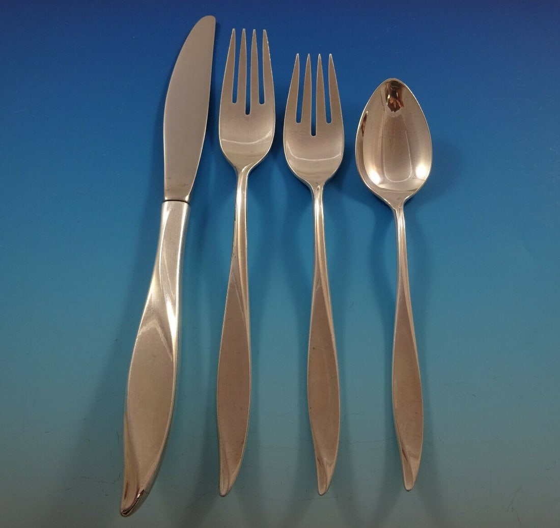 Oneida Vivant Sterling Silver Flatware Set 34 Pcs Mid-Century Modern (1 of 6)