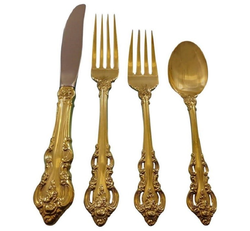 Towle El Grandee Sterling Silver Vermeil Flatware Set 48 Pcs 12 Set (1 of 6)