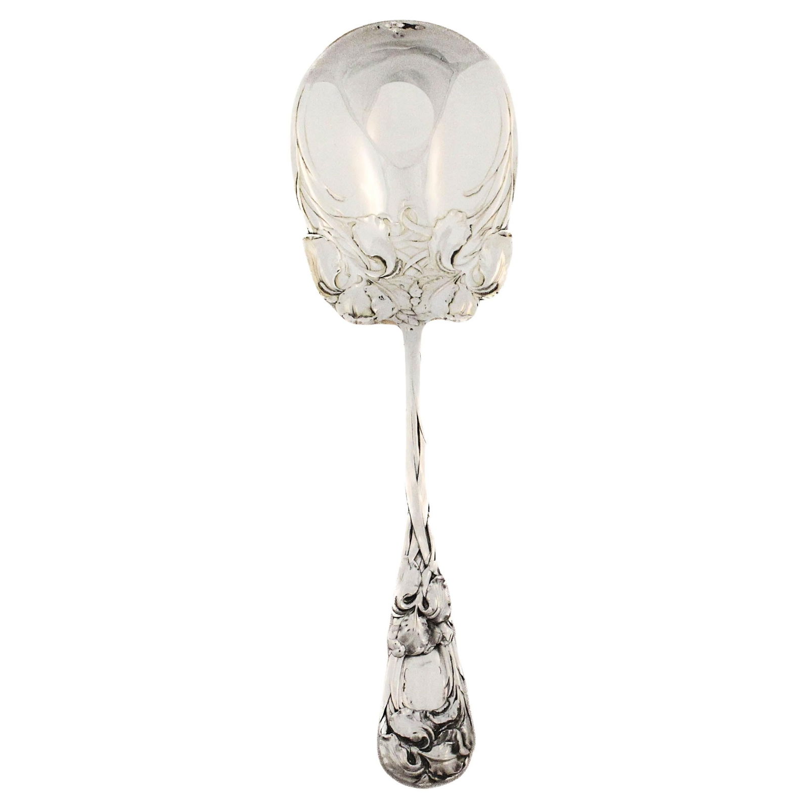 William Durgin Sterling Silver Iris Pattern Serving Spoon 1900: William Durgin Sterling Silver Iris Pattern Serving Spoon 1900 Discover a stunning piece of history with this rare Sterling Silver Art Nouveau Serving Spoon in the exquisite "Iris" pattern by William