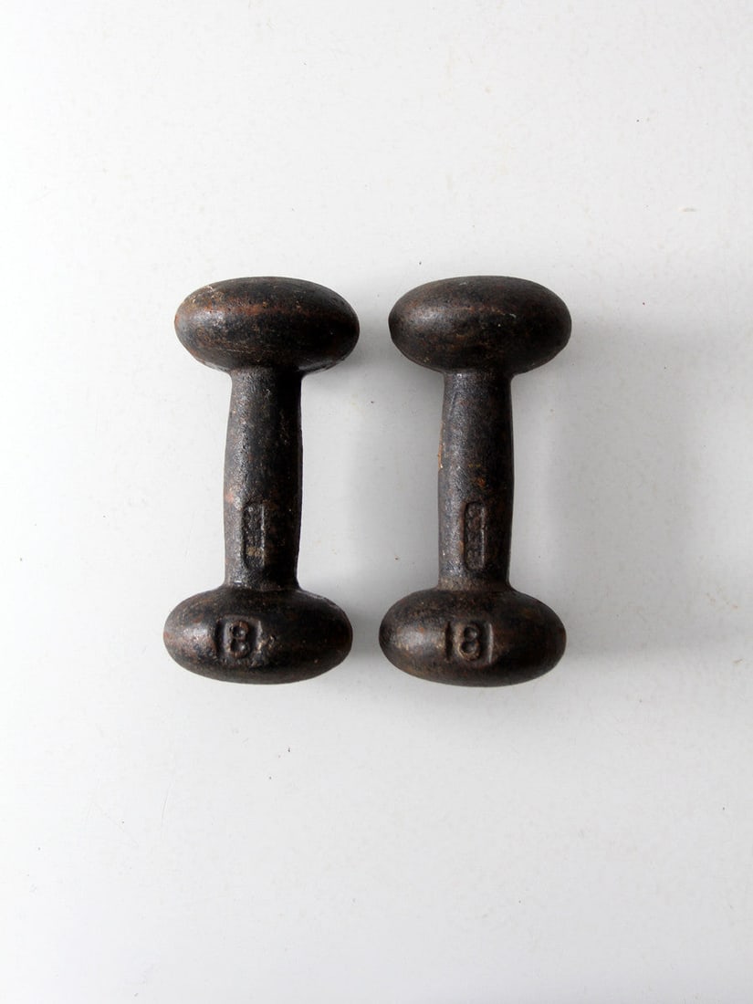 Vintage 8 lb Black Metal Hand Weights Pair (1 of 6)