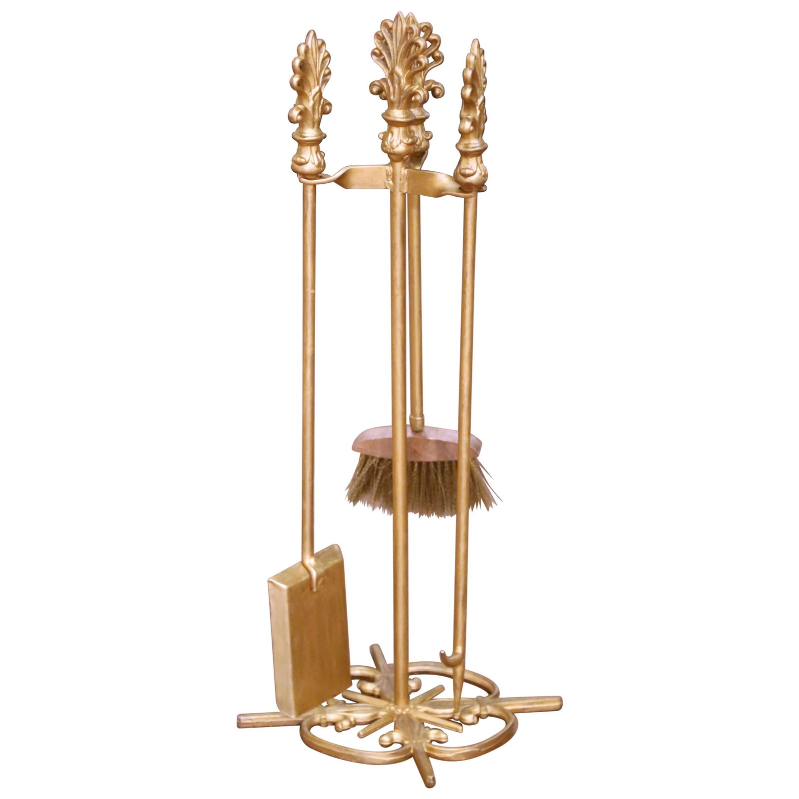Louis XVI Style Gilt Metal Fireplace Tool Set with Fleur-de-Lis Motifs (1 of 12)