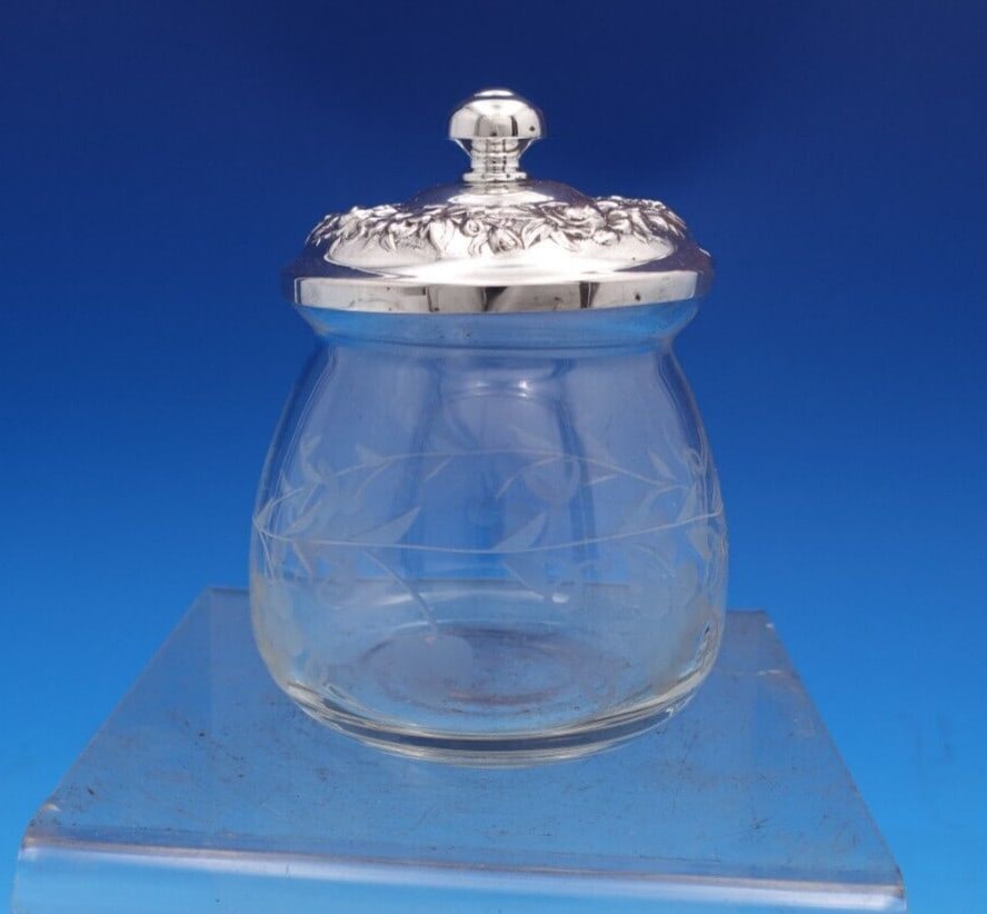 Kirk Repousse Sterling Silver & Cut Crystal Jam Jar (1 of 10)