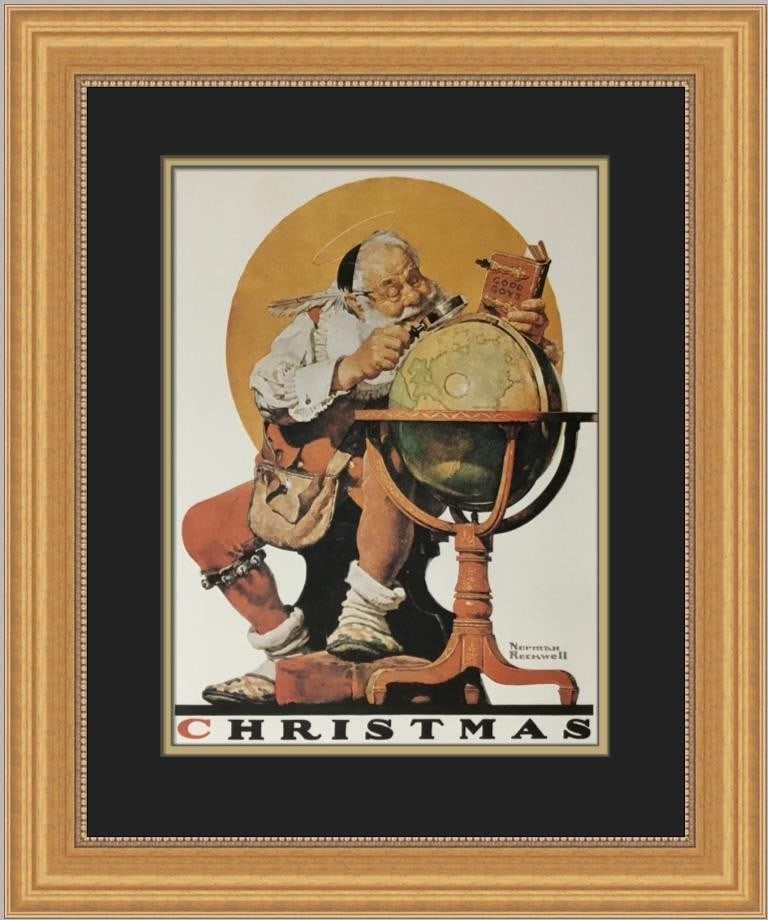 Norman Rockwell Christmas III Custom Framed Artwork 1975 Americana (1 of 2)