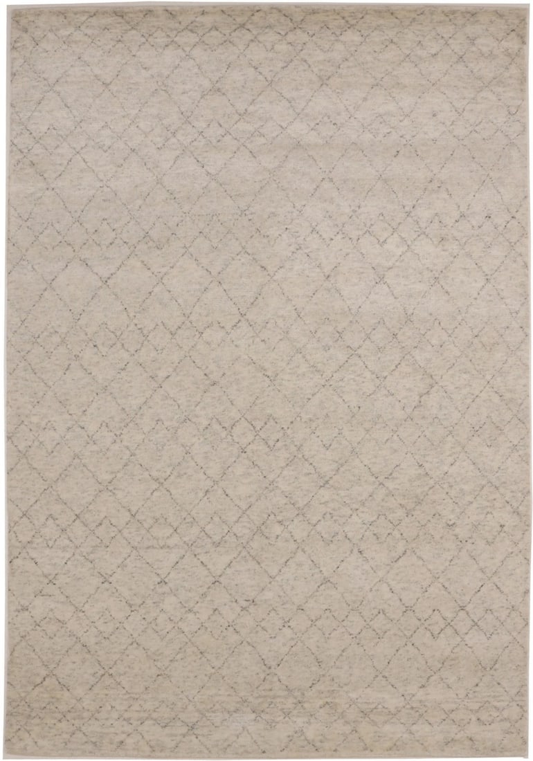 Hand-Knotted Beige Geometric Moroccan Area Rug Wool 6'1 x 8'11 Modern Tribal (1 of 13)