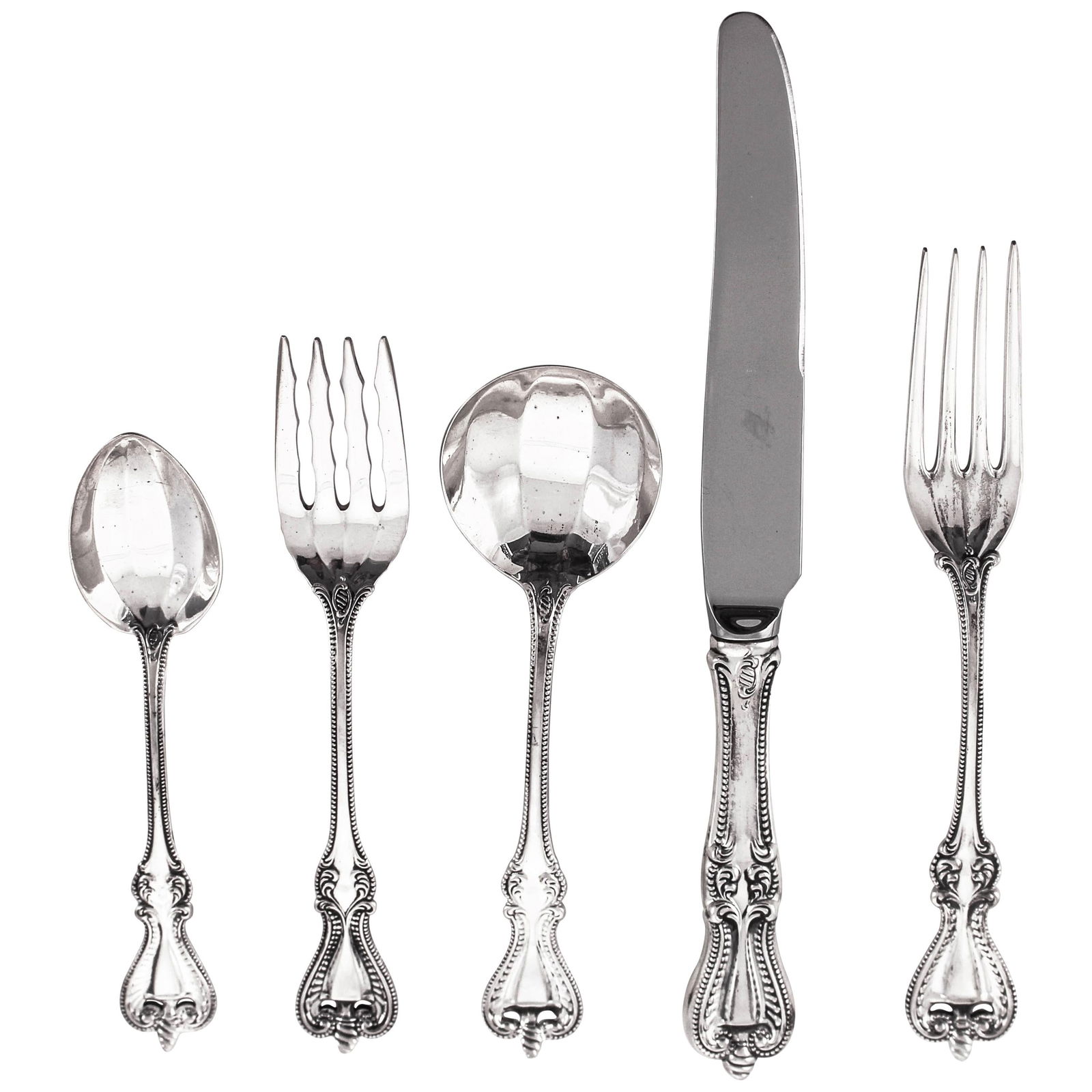 Towle Silversmiths Gothic Sterling Silver Flatware Set for 12: Towle Silversmiths Gothic Sterling Silver Flatware Set for 12 Elevate your dining experience with this exquisite set of sterling silver flatware, designed for 12 with a 5-piece setting. Crafted by Tow