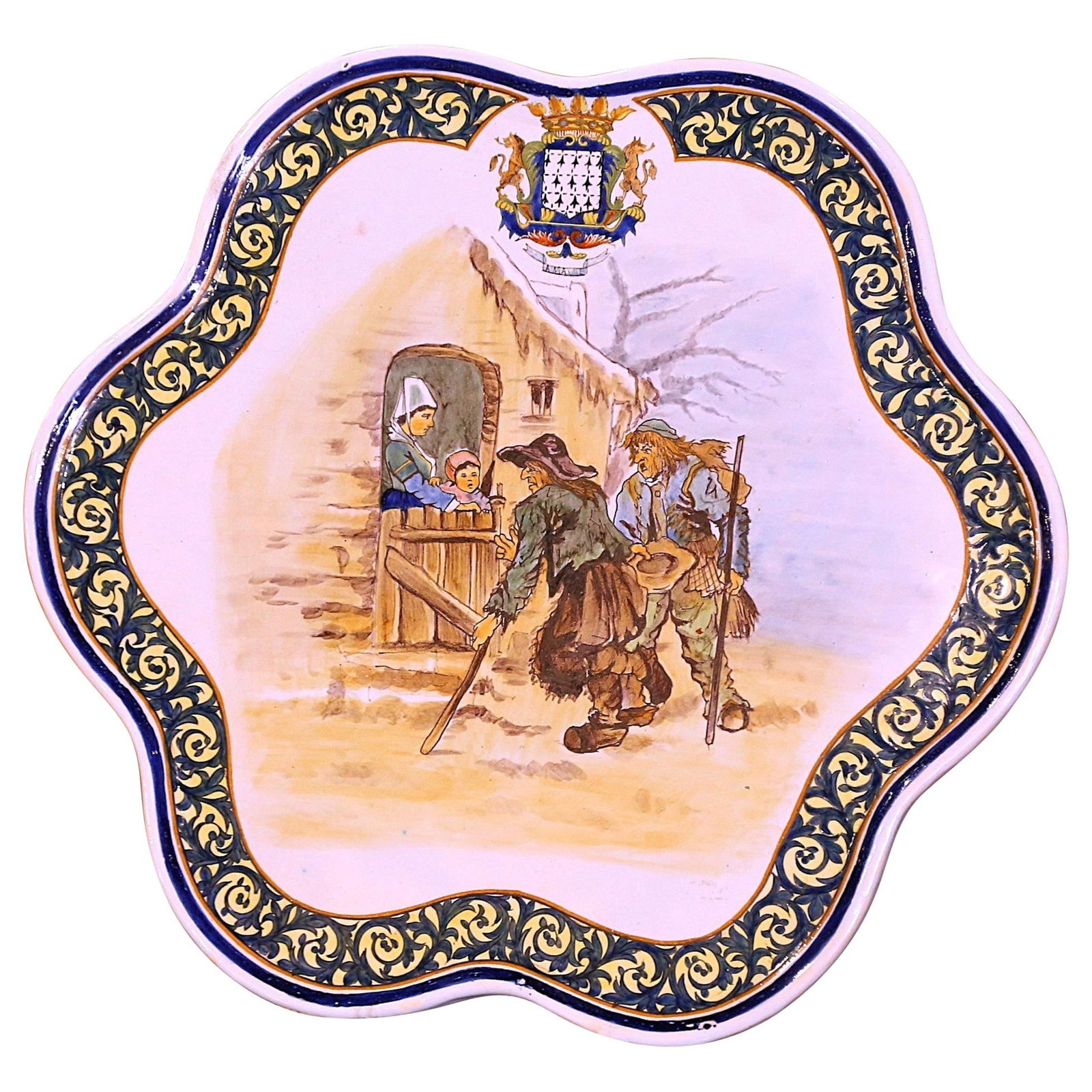 19th Century Porquier Beau Quimper Hand-Painted Faience Serving Platter (1 of 7)