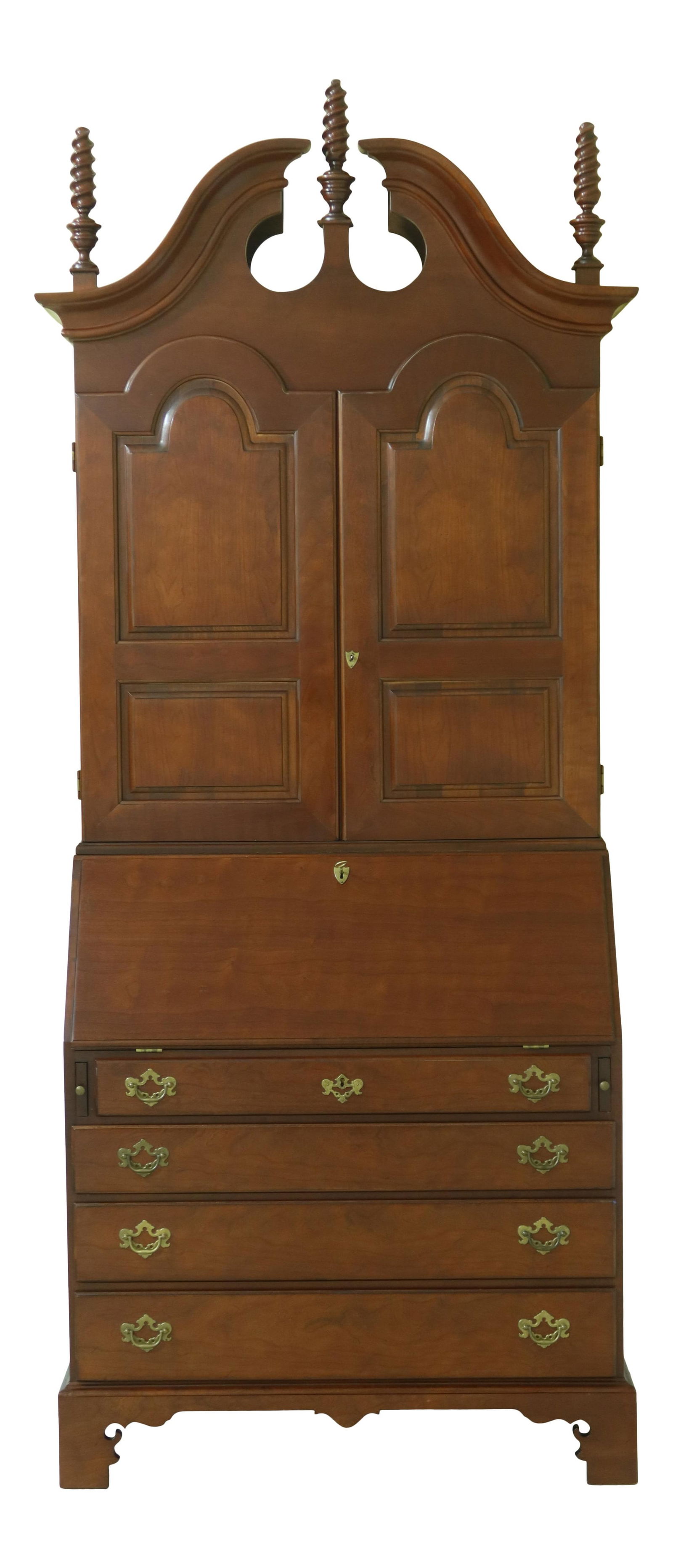 Wright Table Co. Chippendale Cherry Secretary Desk 25 Years Old: Wright Table Co. Chippendale Cherry Secretary Desk 25 Years Old This elegant New England Cherry Secretary Desk, crafted by Wright Table Co., showcases a timeless Chippendale design with a traditional