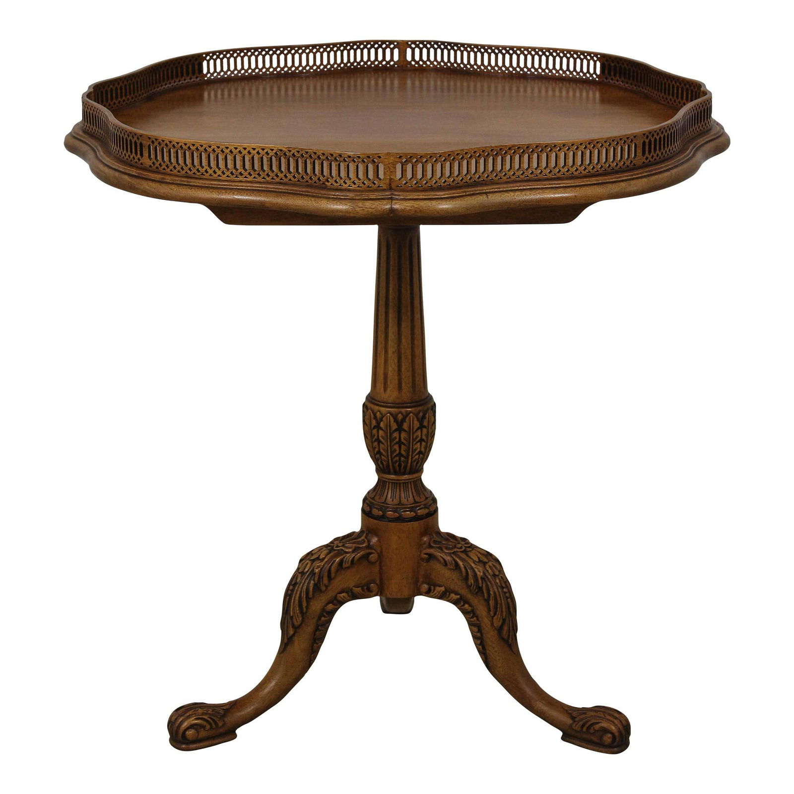 John Widdicomb Georgian Mahogany Lamp Table with Scalloped Gallery: John Widdicomb Georgian Mahogany Lamp Table with Scalloped Gallery This elegant Georgian-style lamp table showcases high-quality construction and a traditional design, making it a timeless addition to