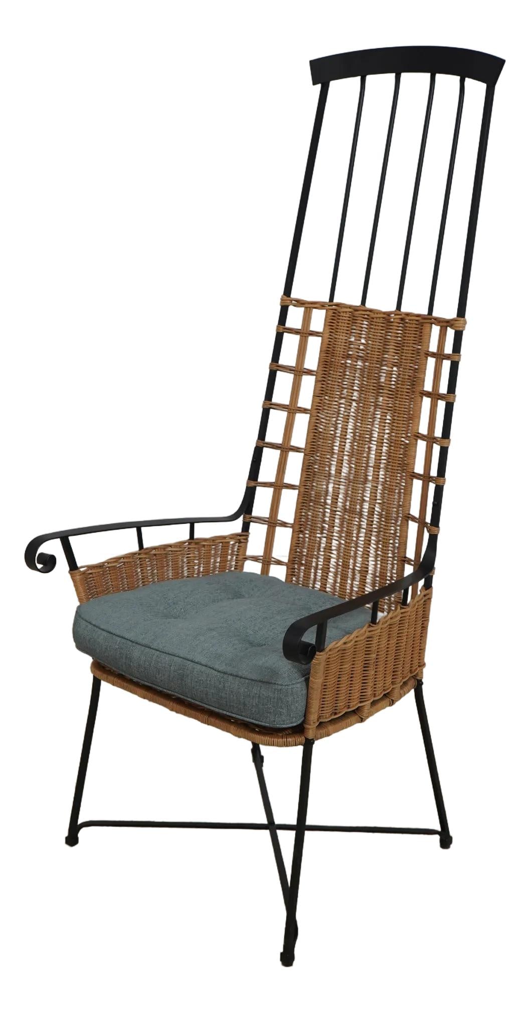 Modern Dorset High Back Chair Wrought Iron Black Wicker 30 Years Old (1 of 10)