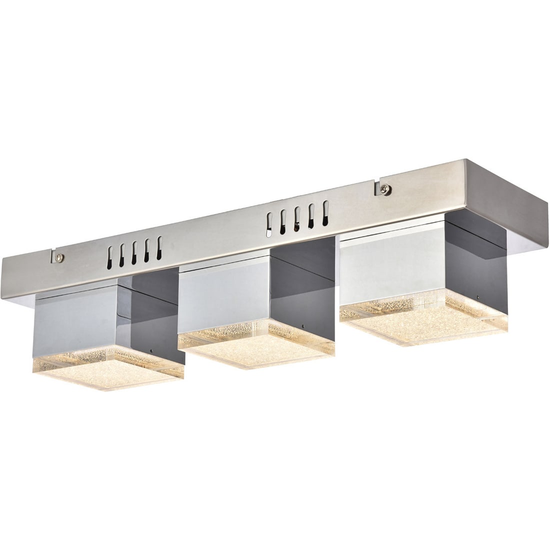 GLASGOW Chrome 3-Light LED Flush Mount Chandelier 17.7 Inch Modern Ceiling Fixture: GLASGOW Chrome 3-Light LED Flush Mount Chandelier 17.7 Inch Modern Ceiling Fixture This modern contemporary flush mount chandelier features three integrated LED lights and a polished chrome finish, of