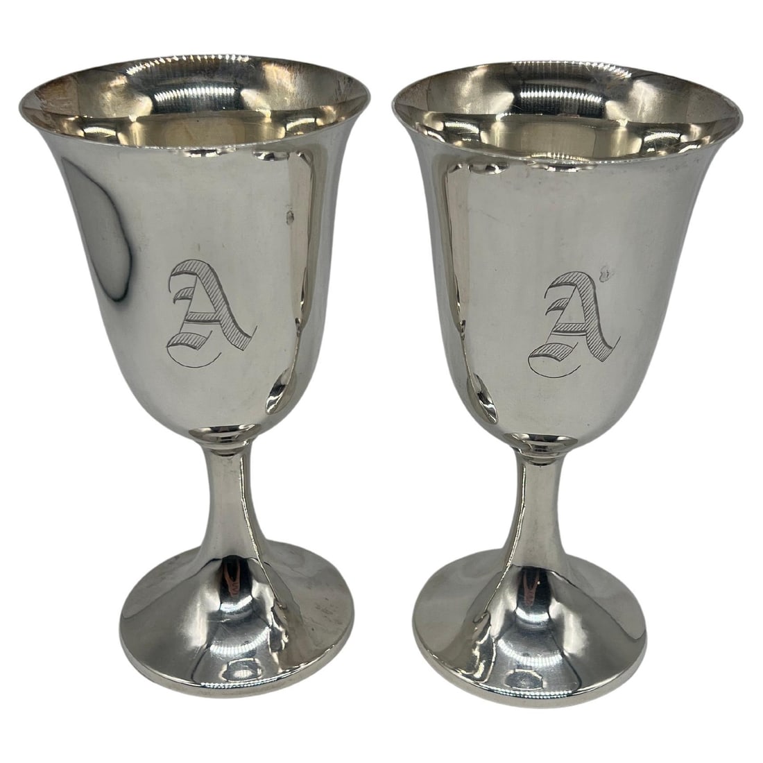 Set of 2 Newburyport Silver Company Monogram Sterling Silver Goblets 6.675" (1 of 5)