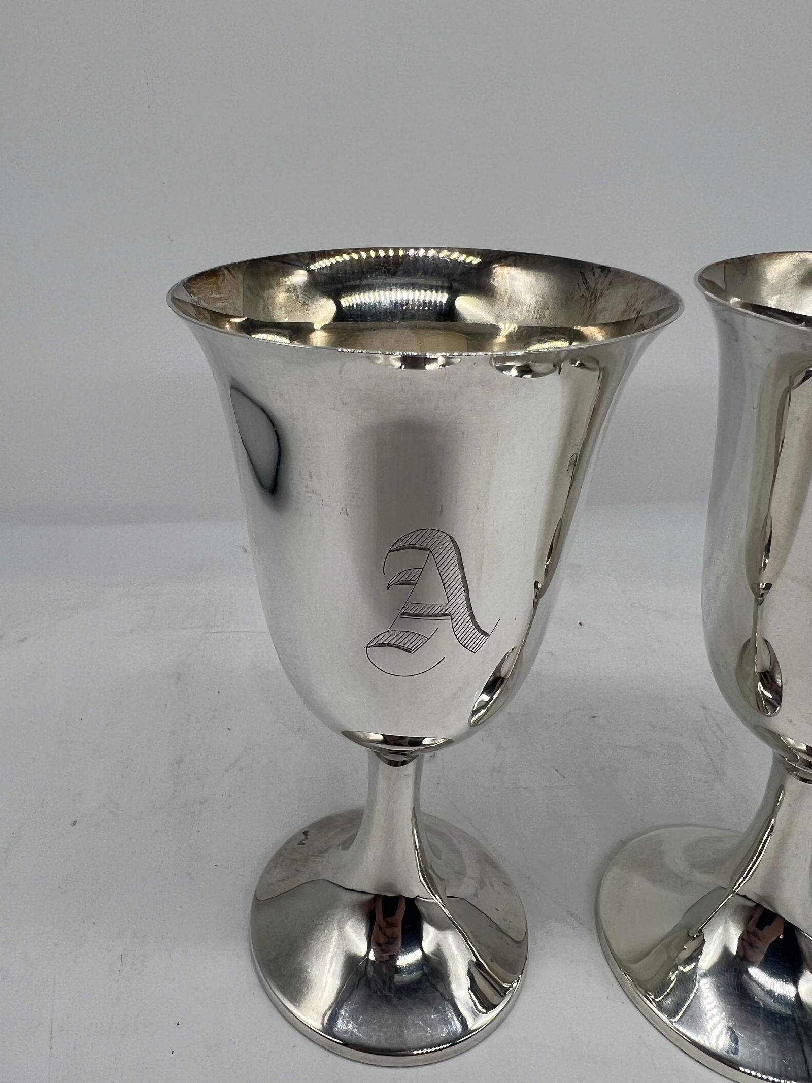 Set of 2 Newburyport Silver Company Monogram Sterling Silver Goblets 6.675" - 2