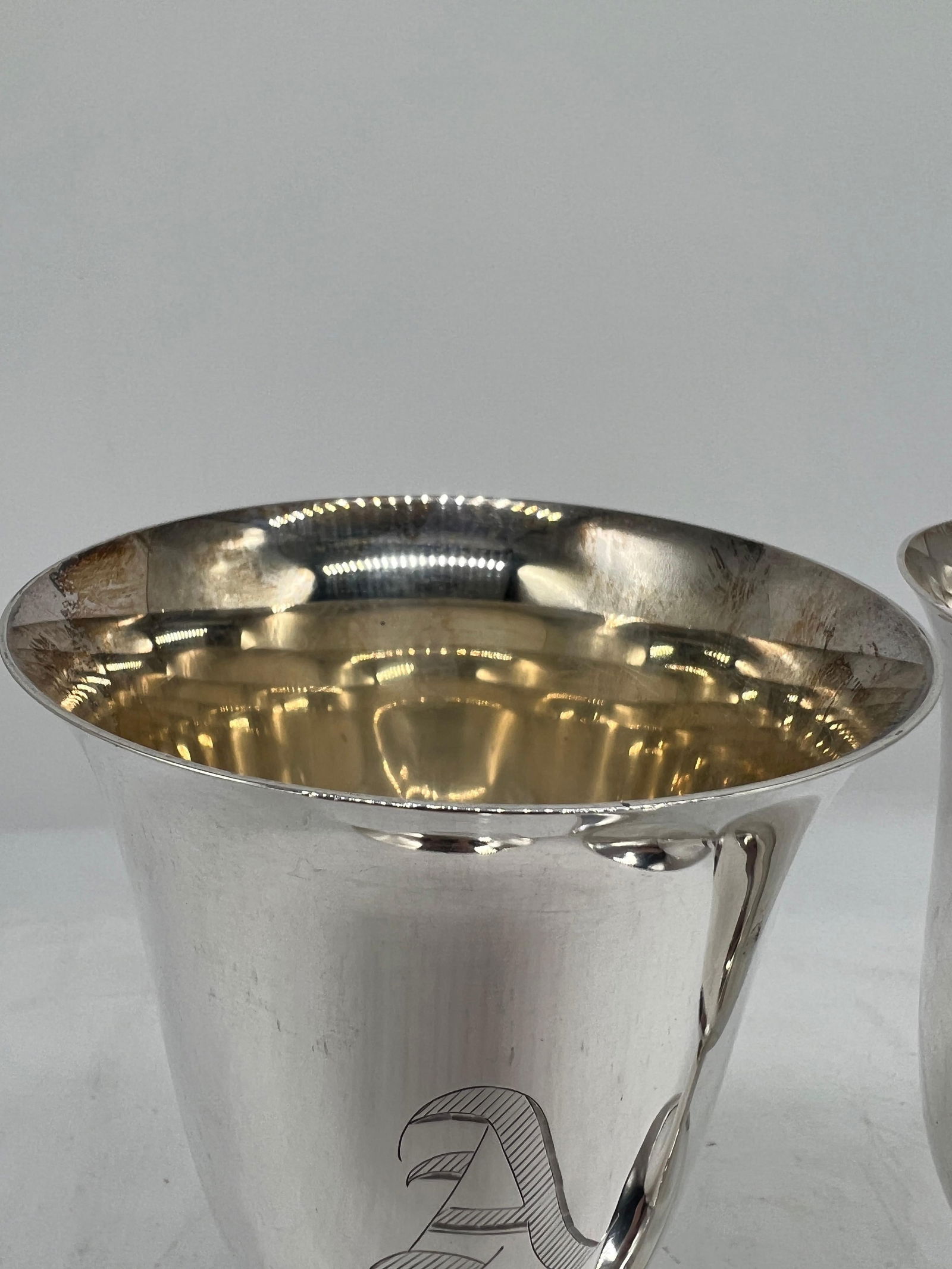 Set of 2 Newburyport Silver Company Monogram Sterling Silver Goblets 6.675" - 3
