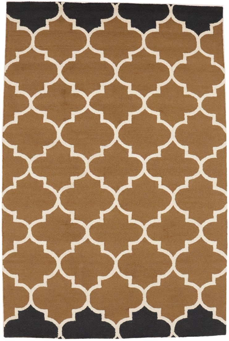 Caramel Brown Modern Hand-Tufted 5X8 Geometric Wool Rug (1 of 13)