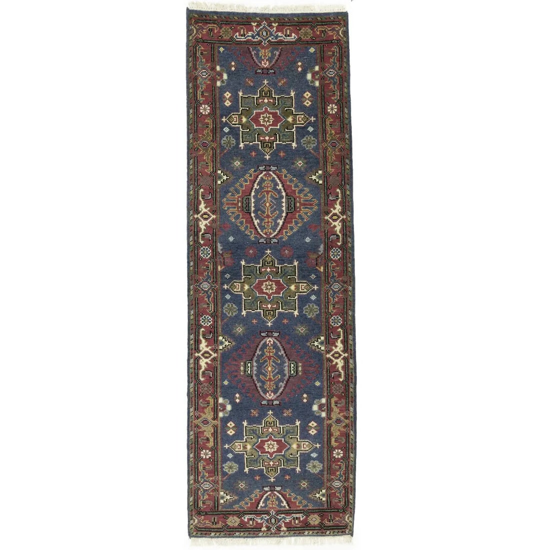 Handmade Wool Geometric Tribal Runner Rug 2'7 x 8'0 Vintage Style (1 of 15)