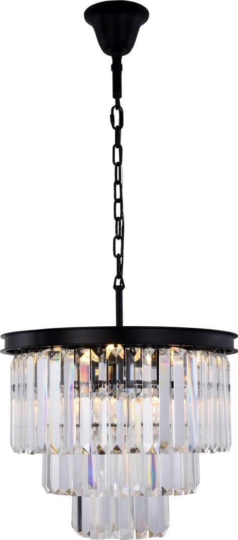 Elegant Lighting Sydney Matte Black Crystal Pendant Light 9 Bulbs UL-Listed (1 of 1)