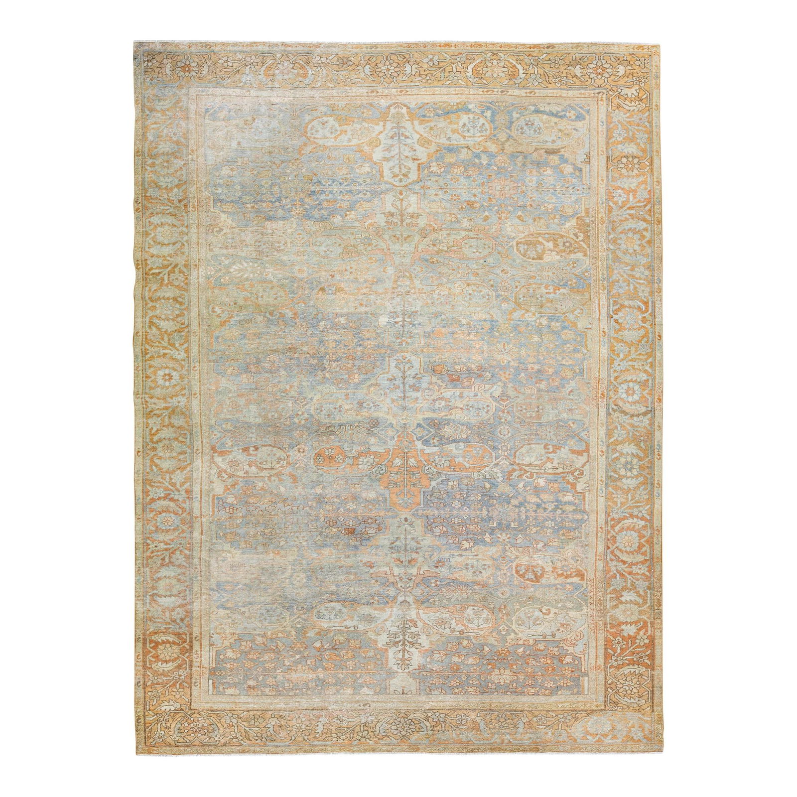 Antique Persian Sultanabad Floral Wool Rug Light Blue 8'7 x 11'8 (1 of 10)