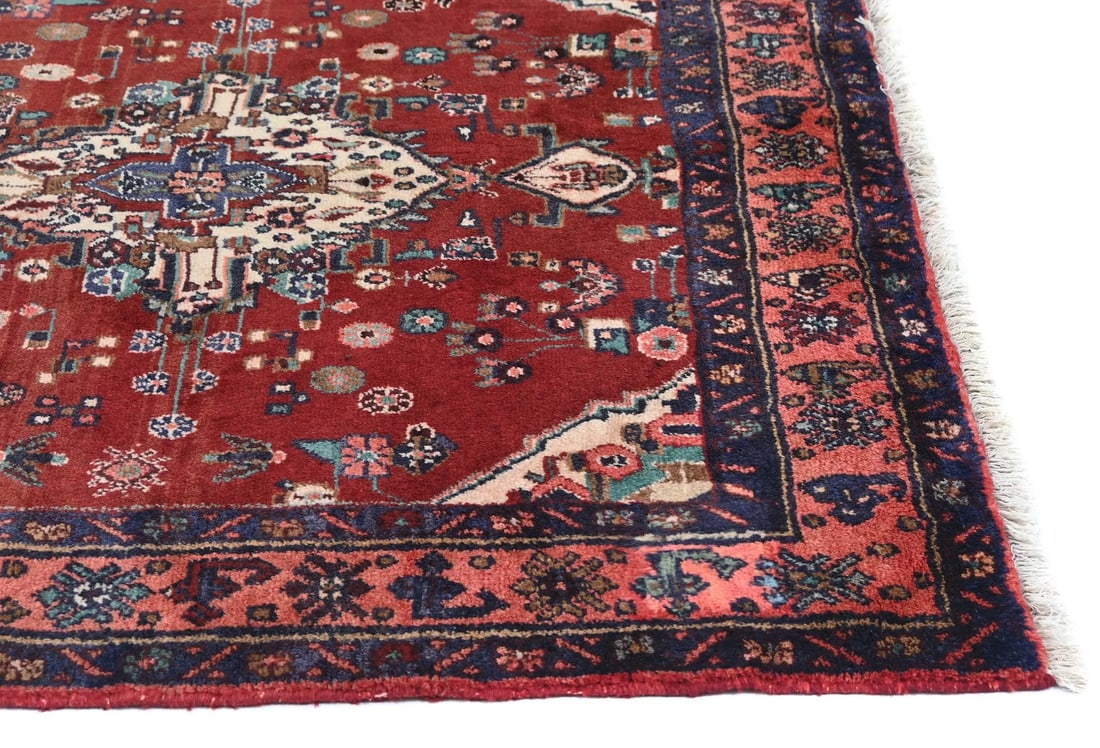 Vintage Maroon Red Tribal Floral Hand-Knotted Runner Rug 4'1 x 9'9 - 8