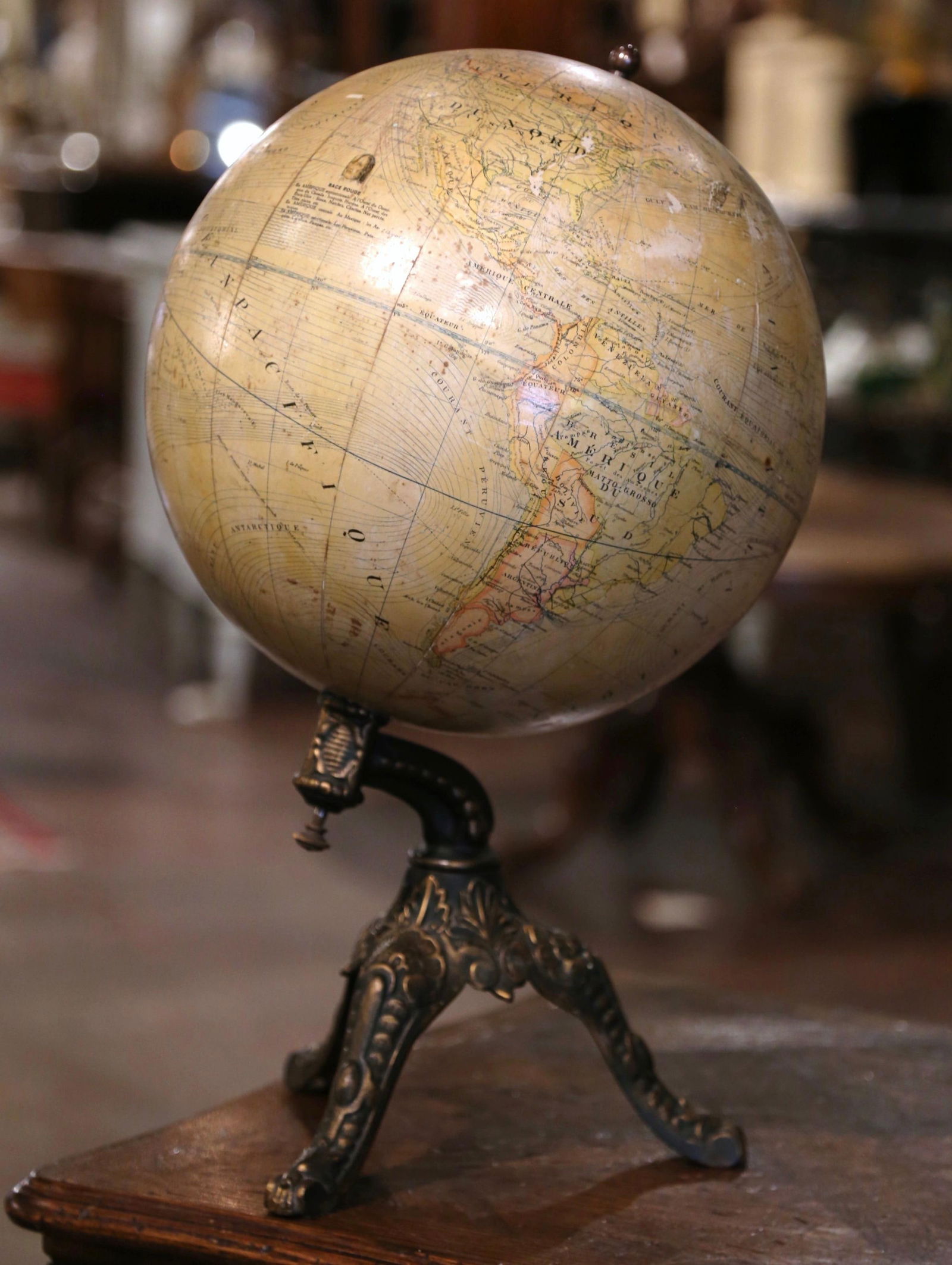 Antique Early 20th Century Belgium Globe by H. Balieus on Iron Stand - 8
