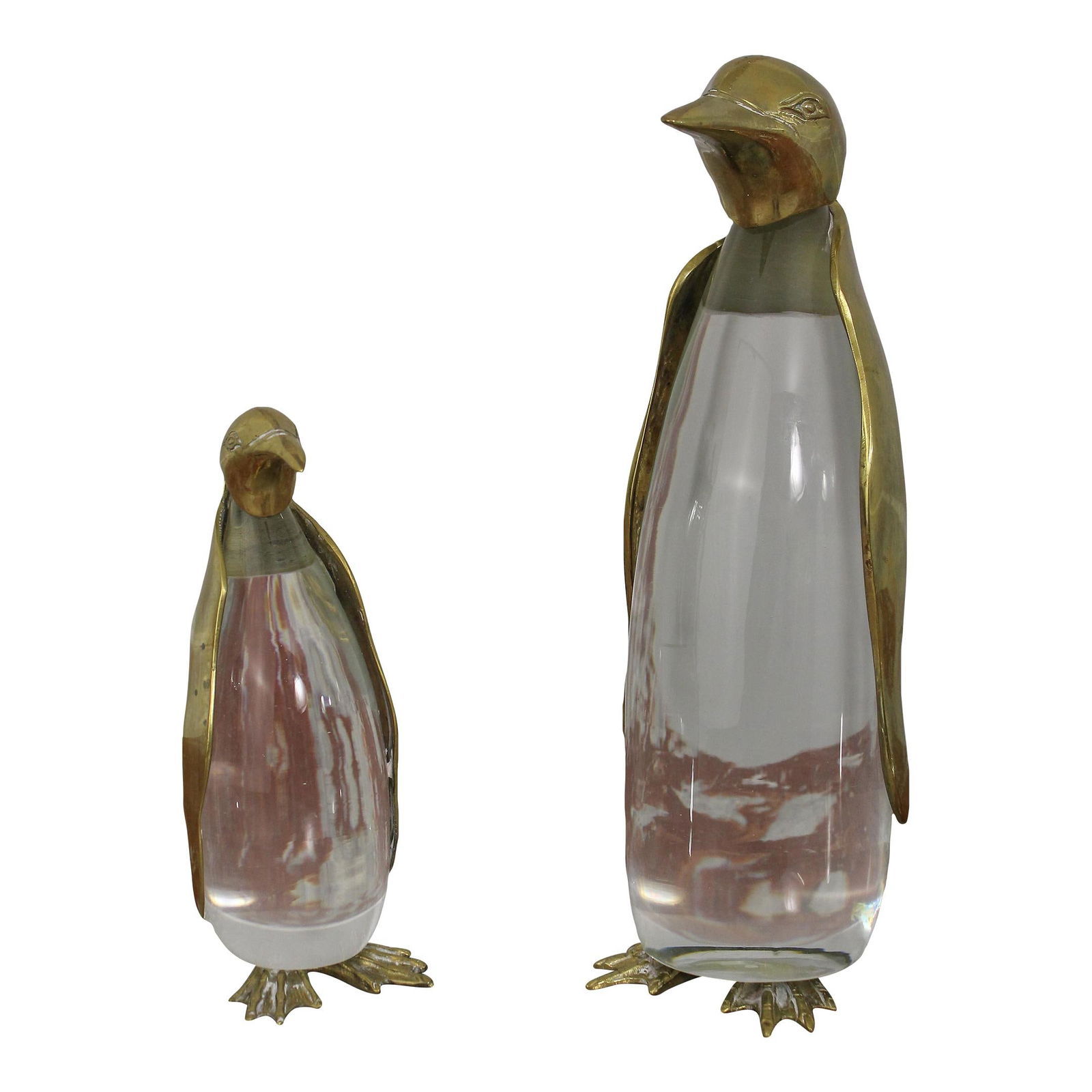 Vintage Chapman Brass Crystal Penguin Figures Pair C.1985 (1 of 10)