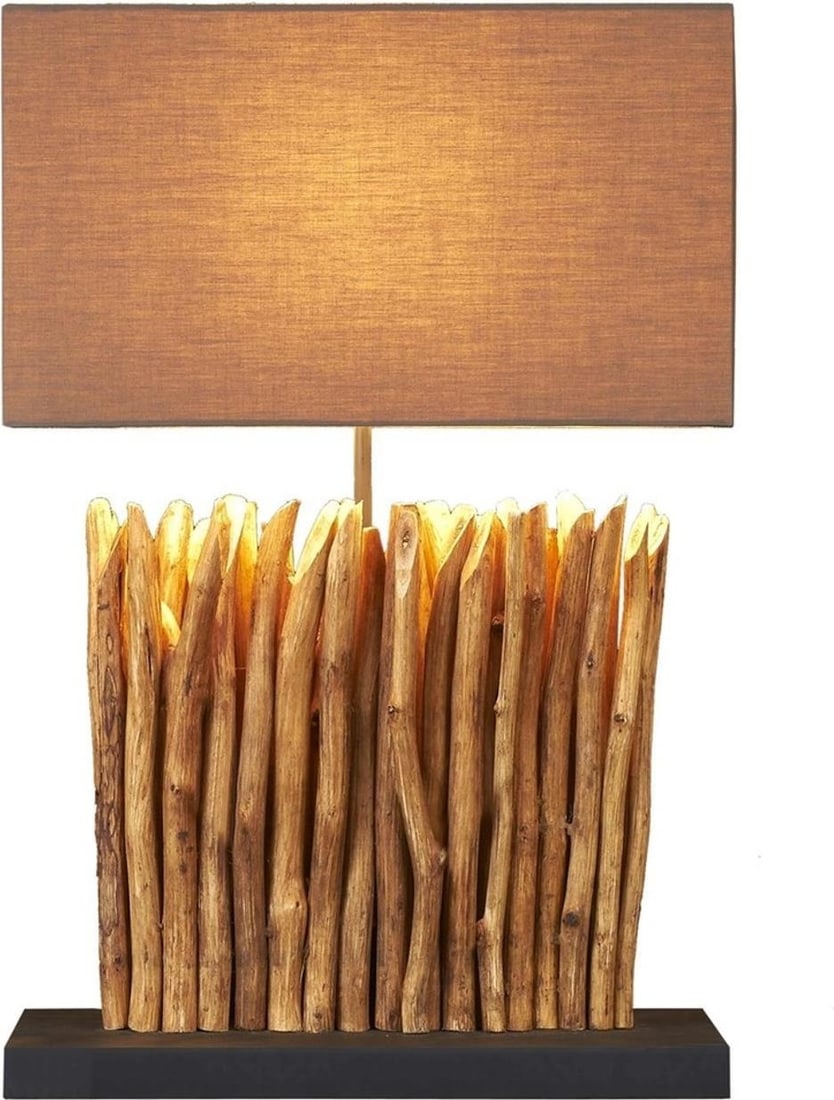 Eucalyptus Branch Table Lamp 24H Rustic Black Wood Base (1 of 3)