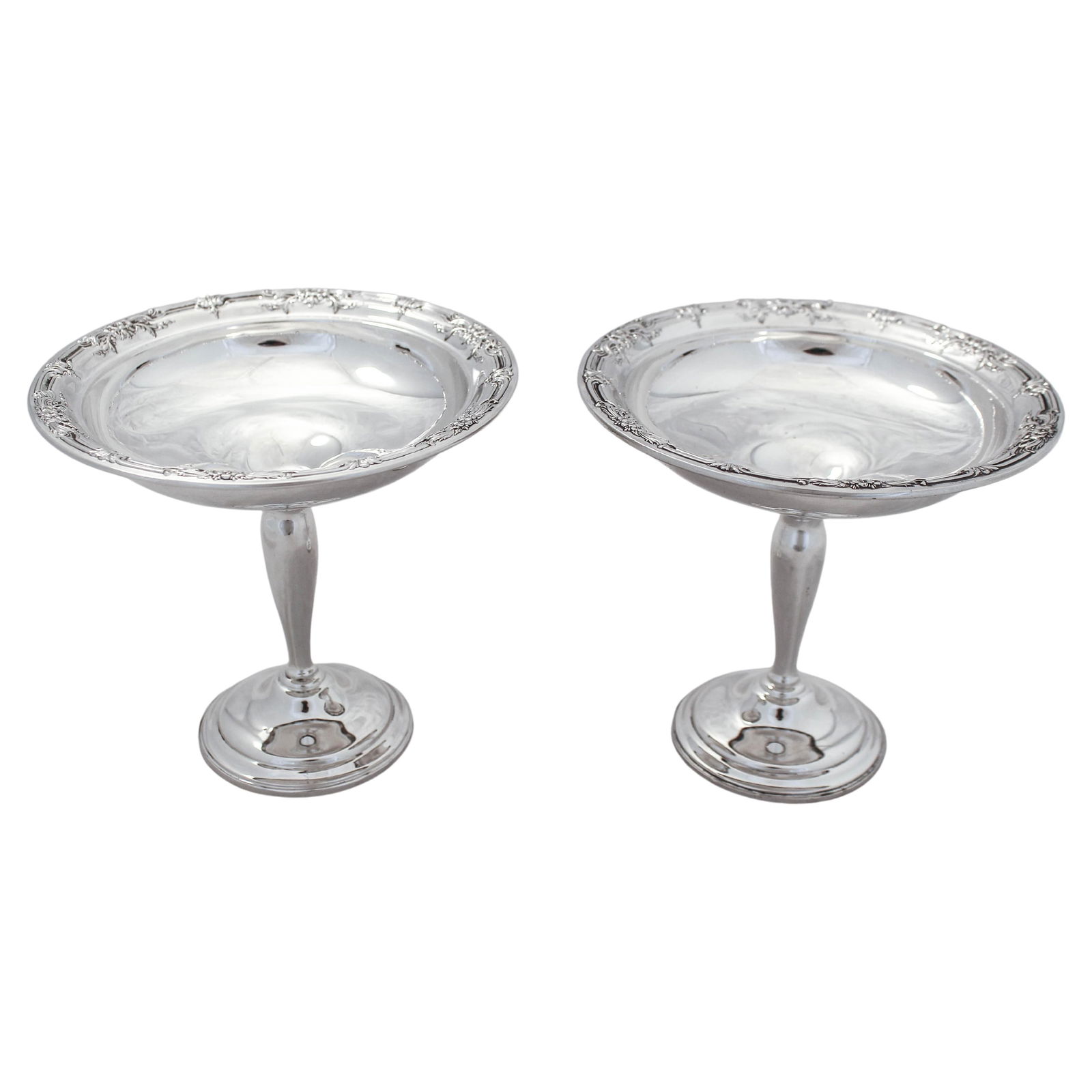 Set of 2 Sterling Silver Compotes Wild Rose Pattern International Silver 1948 (1 of 6)