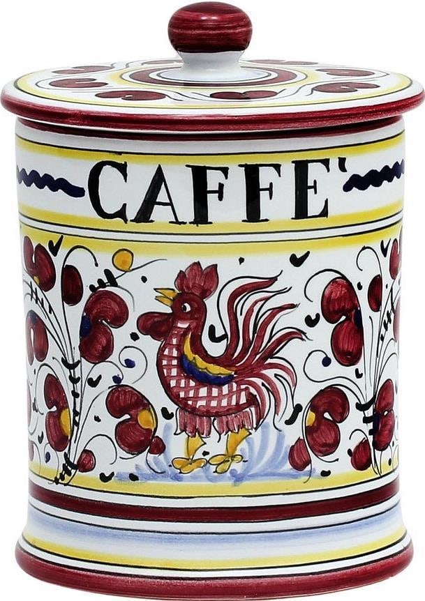 Deruta Style Ceramic Coffee Canister Orvieto Red Rooster (1 of 4)