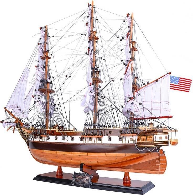 Handmade Nautical Model USS Constellation in Mahogany and Brass (1 of 9)