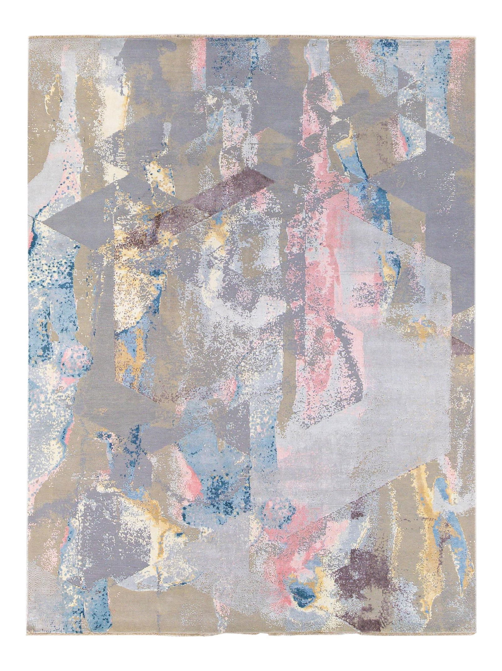 Modern Indian Abstract Hand-Knotted Wool Silk Rug 9'1 x 12'1 (1 of 10)