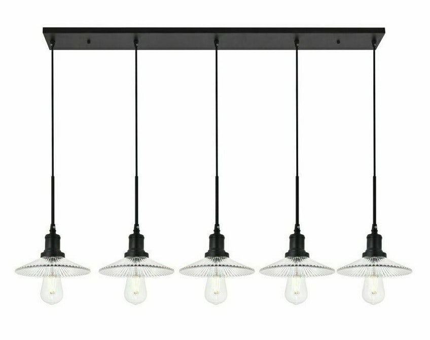 Waltz 5-Light Black Pendant Chandelier with Clear Glass Shades (1 of 11)