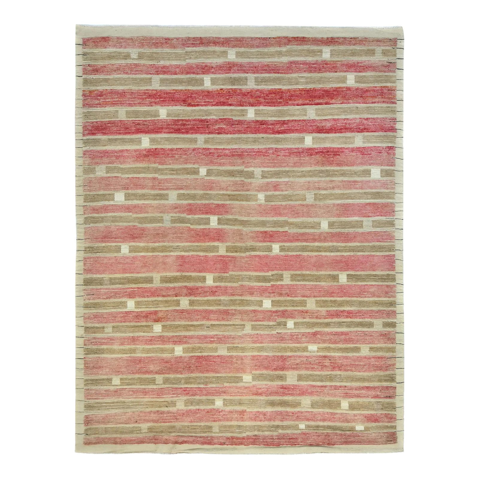 Modern Hand-Knotted Moroccan Wool Rug Red Geometric Design 8'8 x 11'9 (1 of 4)