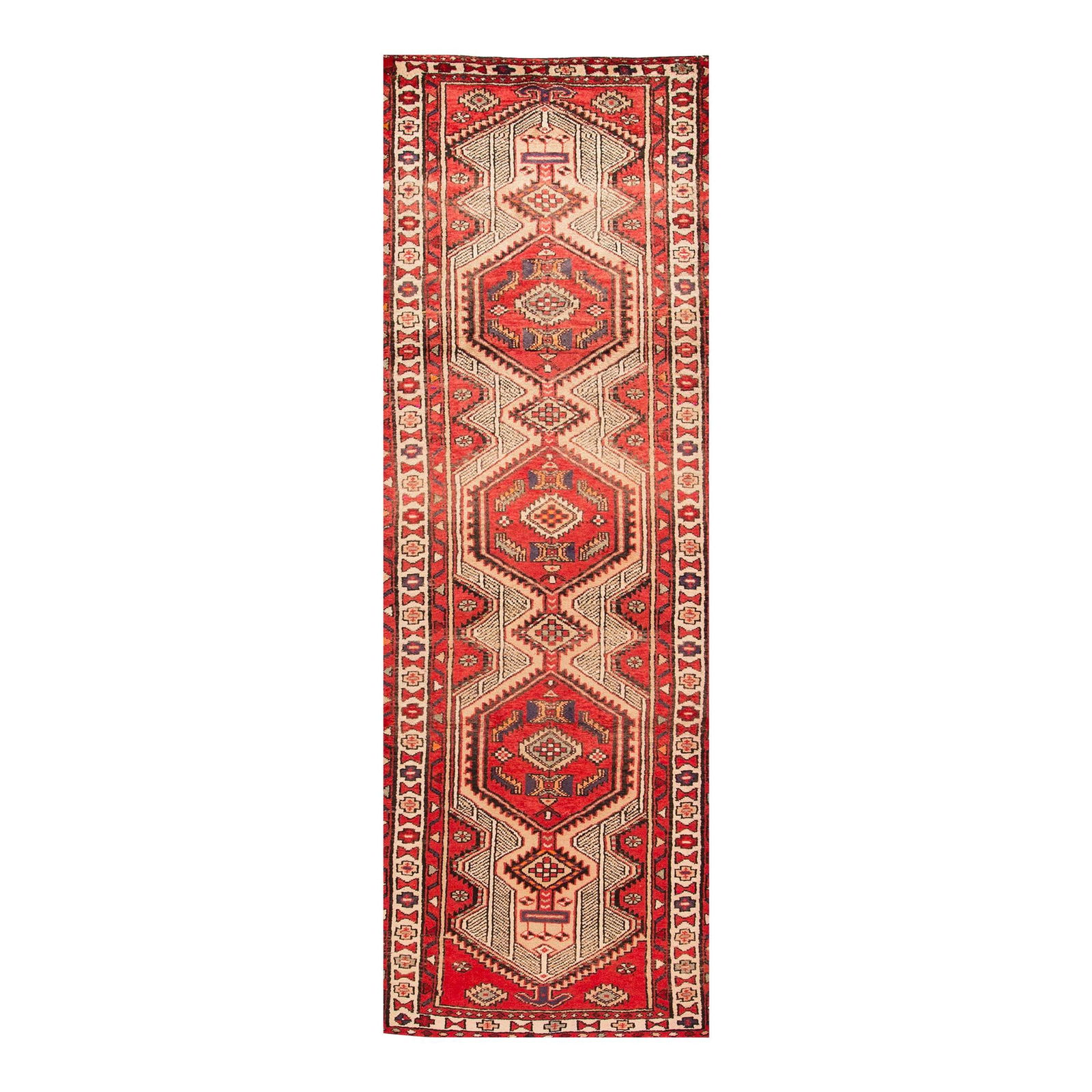 Vintage Persian Heriz Red Medallion Wool Runner 3'1 x 9'10 (1 of 5)