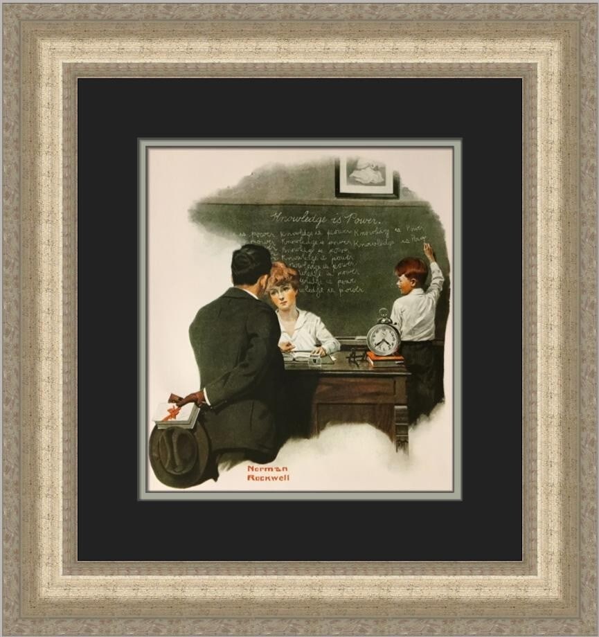 Norman Rockwell Knowledge is Power Custom Framed Art Print 20 x 18 (1 of 2)